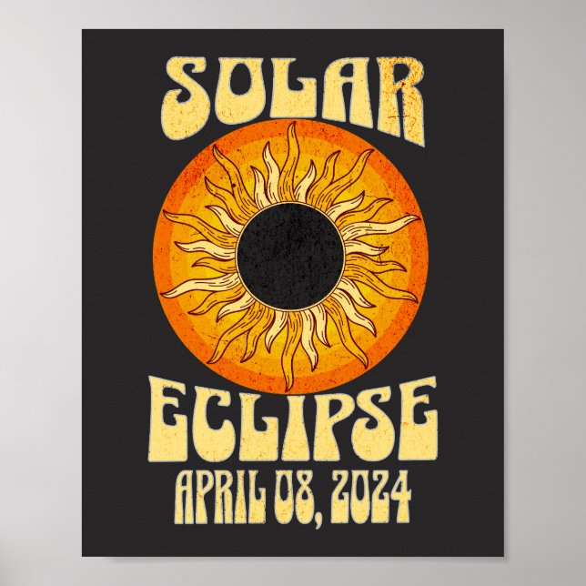 Retro-Sonnenfinsternis Gesamt Eclipse 8. April 202 Poster (Vorne)
