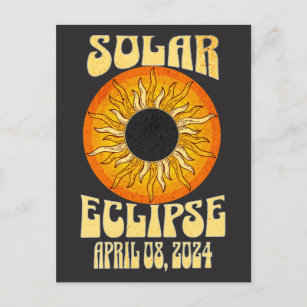 Retro-Sonnenfinsternis Gesamt Eclipse 8. April 202 Postkarte