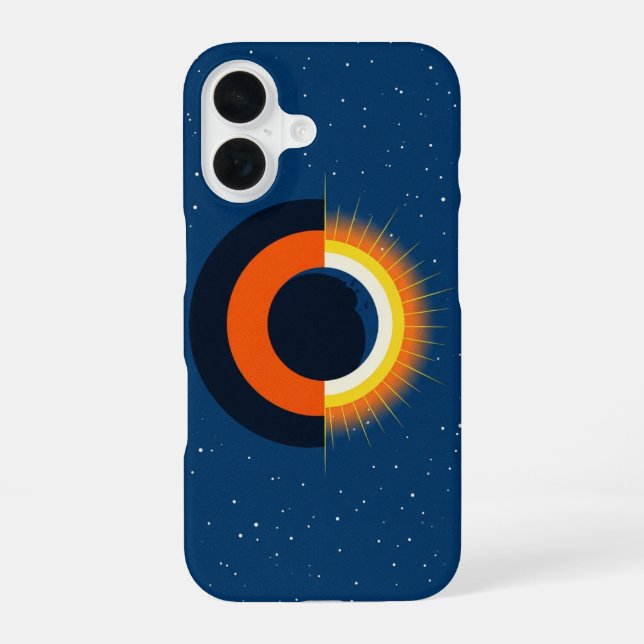 Retro Sonnenfinsternis iPhone 16 Hülle (Rückseite)
