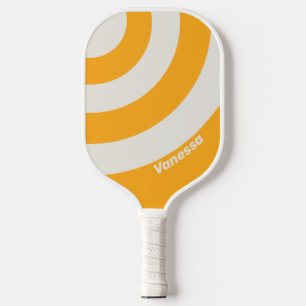 Retro Sonnengeküsst Drei Kreisstreifen mit Namen Pickleball Schläger