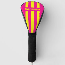 Retro-Sonnengetränkte Drei-Nadel-Streifen mit Name Golf Headcover