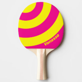 Retro Sonnengetränkte Dreikreisstreifen mit Namen Tischtennis Schläger