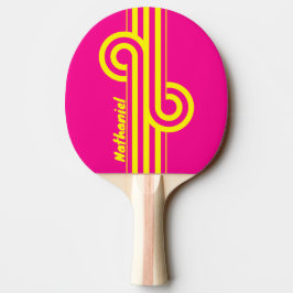 Retro-Sonnengetränkte-Streifen-Schleife mit Namen Tischtennis Schläger