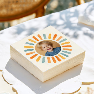 Retro-Sonnenlicht-Foto-Geburtstag  Serviette