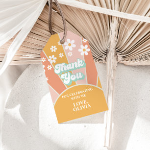 Retro Sonnenschein Gänseblümchen zwei groovy Gebur Geschenkanhänger