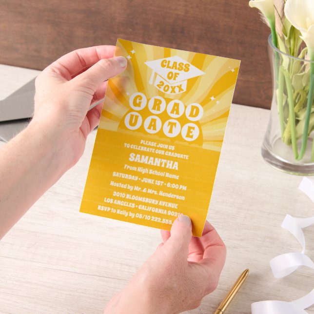 Retro-Sonnenschein-Graduierungsparty (Handgehalten)