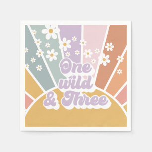 Retro Sonnenschein Regenbogen Daisy Eins Wild Drei Serviette