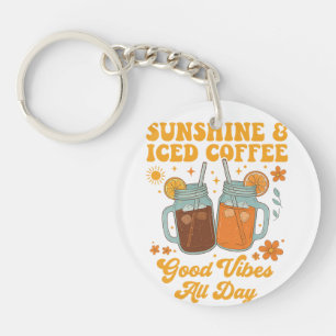 Retro-Sonnenschein und Eiskaffee Gute-Laune-Schlüs Schlüsselanhänger