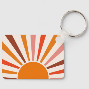 Retro Sonnenstrahlen Burst Sonnenuntergang Orange Schlüsselanhänger