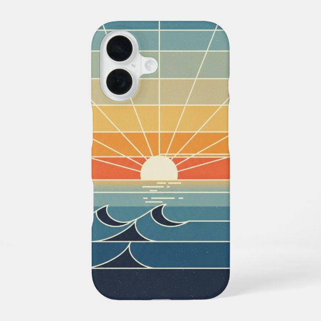 Retro-Sonnenstrahlen iPhone 16 Hülle (Rückseite)