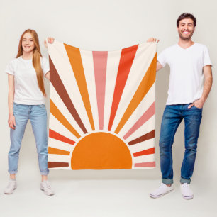 Retro Sonnenstrahlen platzen Sonnenuntergang Orang Fleecedecke