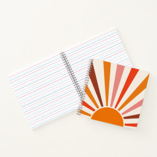 Retro-Sonnenstrahlen platzen Sonnenuntergang Orang Notizbuch