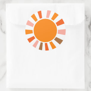 Retro-Sonnenstrahlen platzen Sonnenuntergang Orang Runder Aufkleber