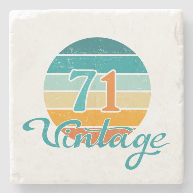Retro-Sonnenuntergang 71 Vintage-Distressed Steinuntersetzer (Vorderseite)