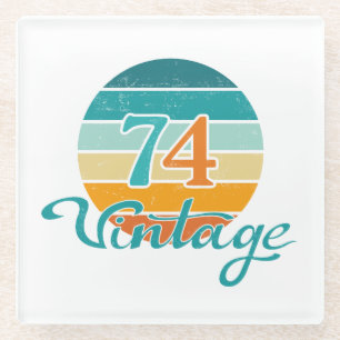 Retro-Sonnenuntergang 74 Vintage-Distressed Glasuntersetzer