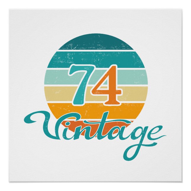 Retro-Sonnenuntergang 74 Vintage-Distressed Poster (Vorderseite)