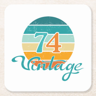 Retro-Sonnenuntergang 74 Vintage-Distressed Rechteckiger Pappuntersetzer