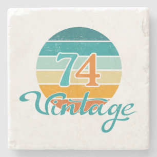 Retro-Sonnenuntergang 74 Vintage-Distressed Steinuntersetzer