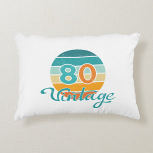 Retro-Sonnenuntergang 80 Vintage abgenutzt Dekokissen