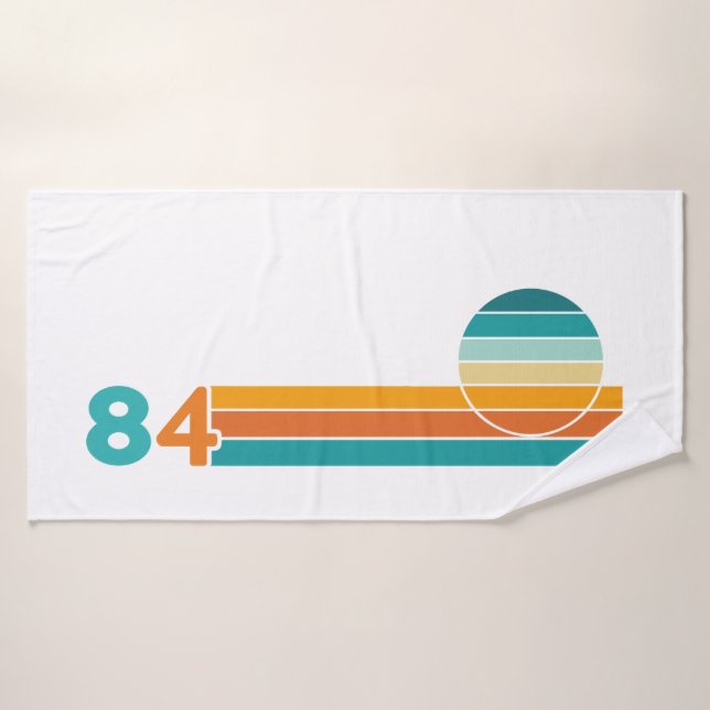 Retro Sonnenuntergang 84 Badehandtuch (Badehandtuch)