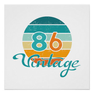 Retro-Sonnenuntergang 86 Vintage-Distressed Poster