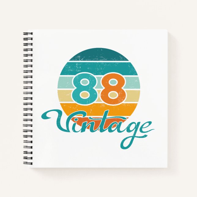 Retro Sonnenuntergang 88 Vintage abgenutzt Notizbuch (Vorderseite)