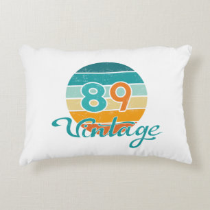 Retro-Sonnenuntergang 89 Vintage abgenutzt Dekokissen