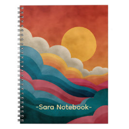 Retro-Sonnenuntergang-Abstract-Notizbuch | Benutze Notizblock