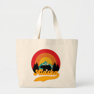 Retro-Sonnenuntergang Alaska Juneau Bären Berge Wi Jumbo Stoffbeutel