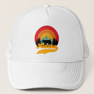 Retro-Sonnenuntergang Alaska Juneau Bären Berge Wi Truckerkappe