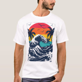 Retro Sonnenuntergang am Fluss T-Shirt