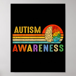 Retro Sonnenuntergang Autismus-Bewusstsein Neurodi Poster