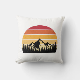Retro-Sonnenuntergang-Berglandschaft Vintage-Nat Kissen