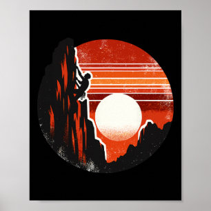 Retro Sonnenuntergang Bergsteigen Bergkletterer  Poster