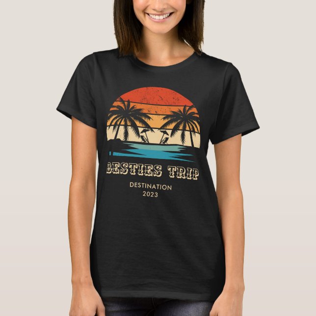 Retro Sonnenuntergang Besties - Paradies für Klett T-Shirt (Vorderseite)