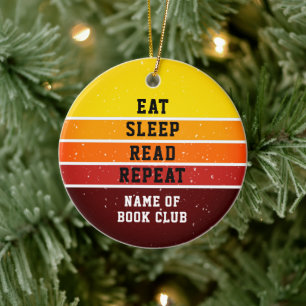 Retro-Sonnenuntergang-Buchclub Iss Schlaf Wiederho Keramik Ornament