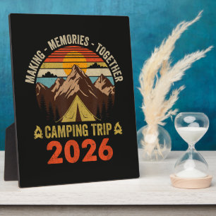 Retro-Sonnenuntergang-Familien-Camping-Trip 2026 Fotoplatte