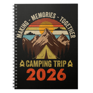 Retro-Sonnenuntergang-Familien-Camping-Trip 2026 Notizblock