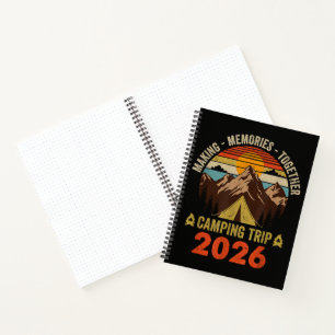 Retro-Sonnenuntergang-Familien-Camping-Trip 2026 Notizbuch