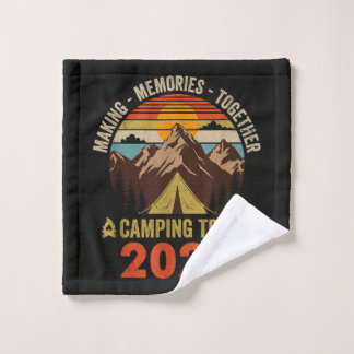 Retro-Sonnenuntergang-Familien-Camping-Trip 2026 p Waschlappen