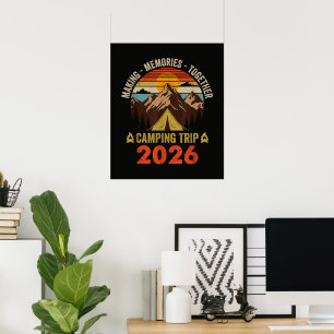 Retro-Sonnenuntergang-Familien-Camping-Trip 2026 Poster