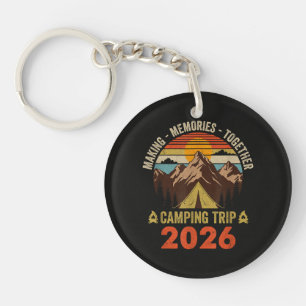 Retro-Sonnenuntergang-Familien-Camping-Trip 2026 Schlüsselanhänger