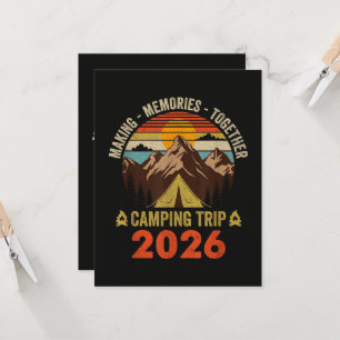 Retro-Sonnenuntergang-Familien-Campingausflug 2026 Einladung