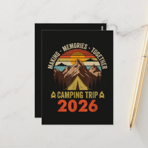 Retro-Sonnenuntergang-Familien-Campingausflug 2026 Postkarte