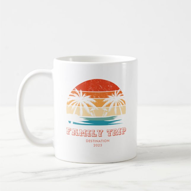Retro Sonnenuntergang Familienausflug Beach Palm T Kaffeetasse (Links)