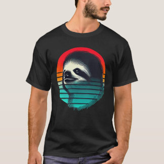 Retro Sonnenuntergang Faultier Wander Vibes Abzeic T-Shirt
