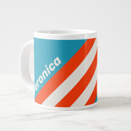 Retro Sonnenuntergang Flut Rush Streifen mit Namen Jumbo-Tasse