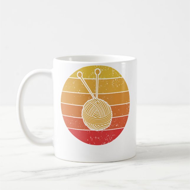 Retro-Sonnenuntergang-Garn Lustiger Stricker Nette Kaffeetasse (Links)