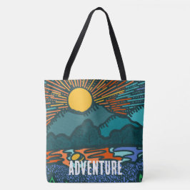 Retro-Sonnenuntergang-Gebirgsdruck-Cut-Sew-Tasche