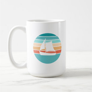 Retro Sonnenuntergang gestörter Effekt + Segelboot Kaffeetasse